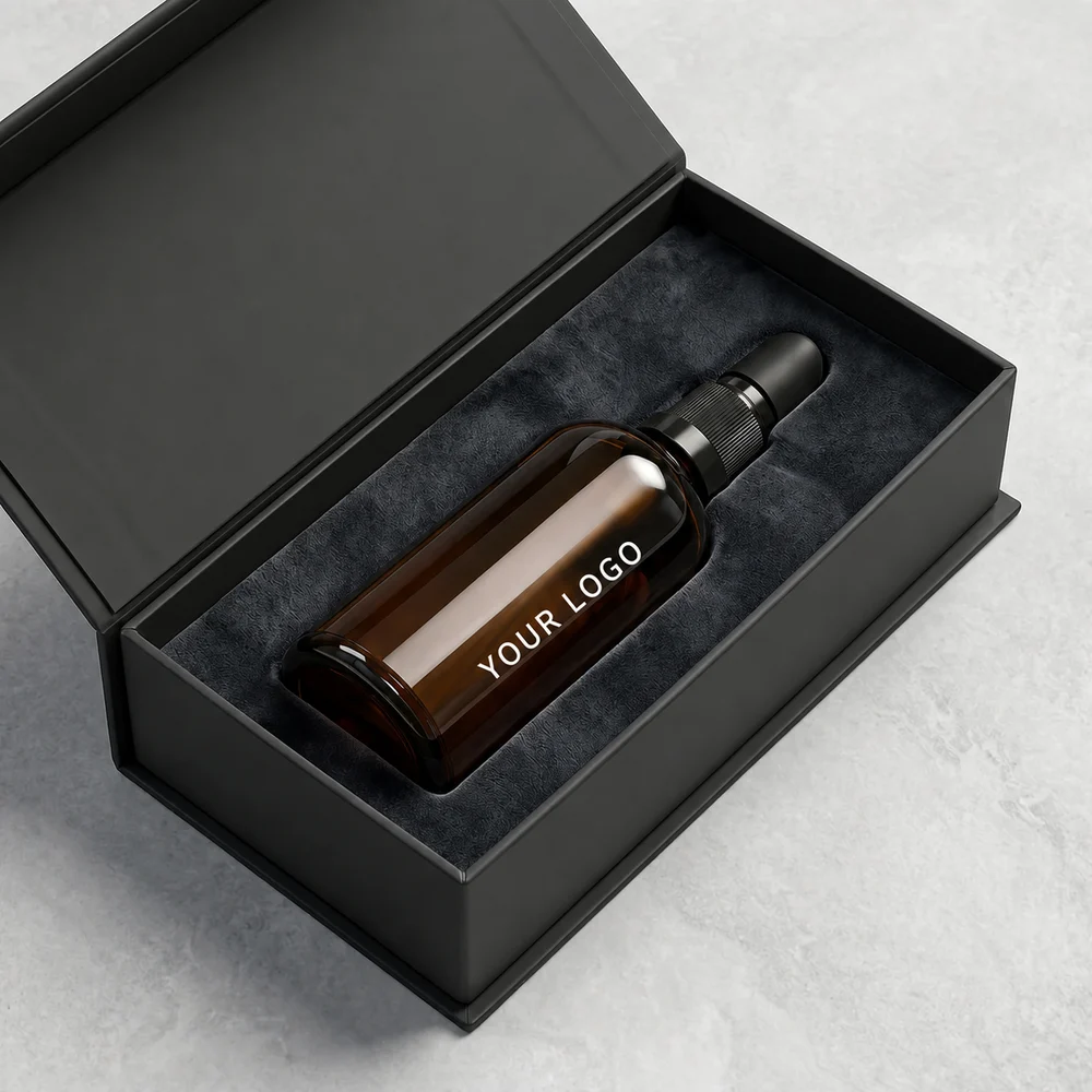 Glass Amber Pump Bottle – GB-EG-004 view 3