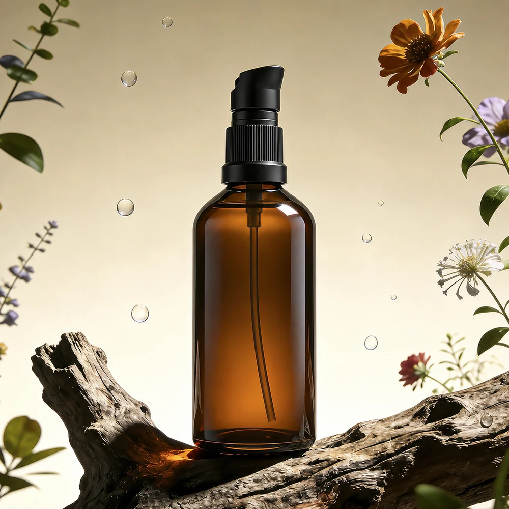 Glass Amber Pump Bottle – GB-SB-027