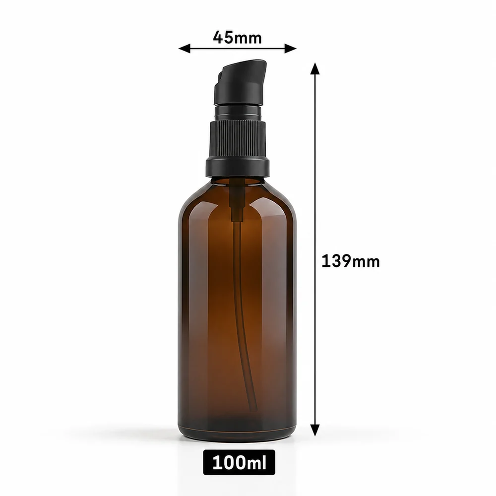 Glass Amber Pump Bottle – GB-SB-027 view 3