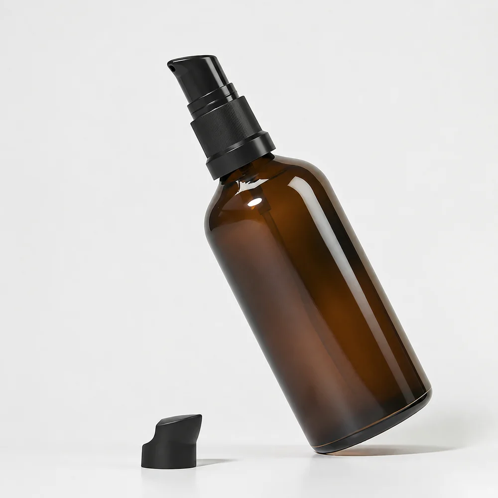 Glass Amber Pump Bottle – GB-SB-027 view 4