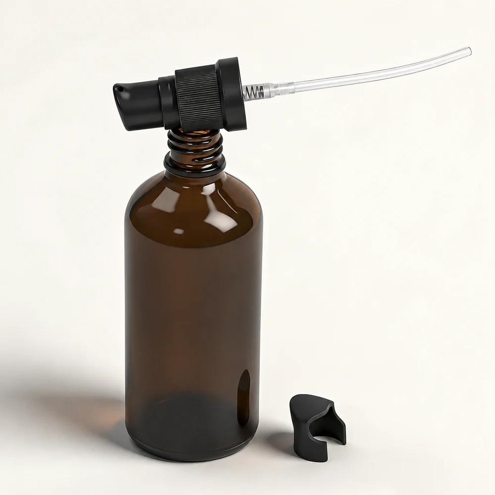 Glass Amber Pump Bottle – GB-SB-027 view 6
