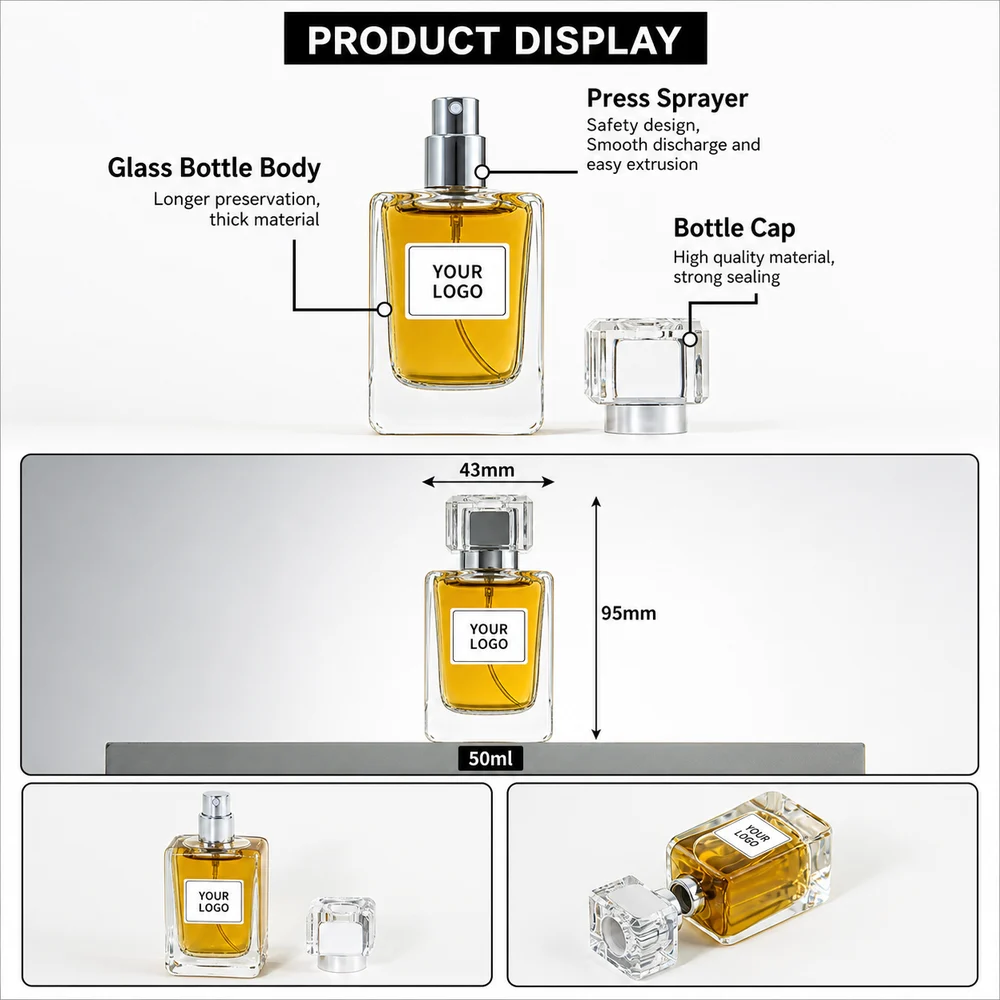 50ml Flat Square Fragrance Spray Parfum Bottles – GB-PM-005 view 8